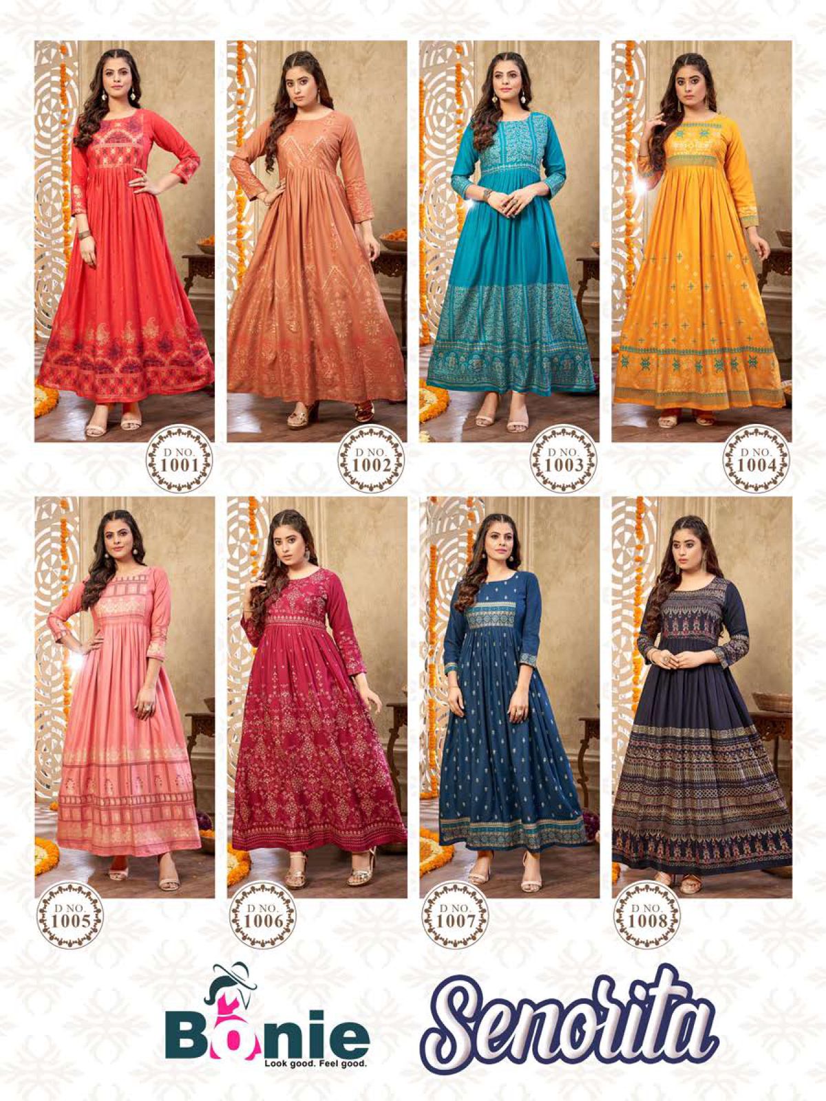 Bonie Senorita Festive Wear Rayon Designer Long Anarkali Kurti Collection